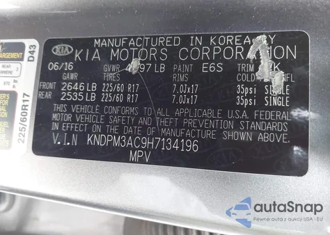 2017 Kia Sportage Lx из США, поврежденный, VIN KNDPM3AC9H7134196